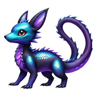 Colorful Iridescent Exotic Salandit-Aurorus-Umbreon-Fakémon-hybrid-creature (full body)  sticker