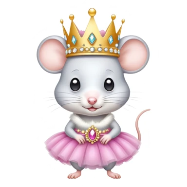 Very elegant and beautiful white mice in a tutu ballet and a jewelled crown sticker