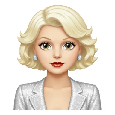 Jean Harlow with platinum blonde hair, white sequin outfit sticker