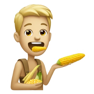 stick figure eating corn sticker