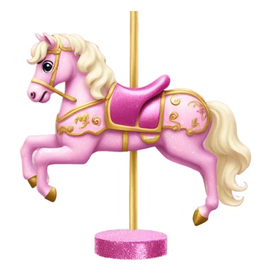 Pink carousel horse with glitter  sticker