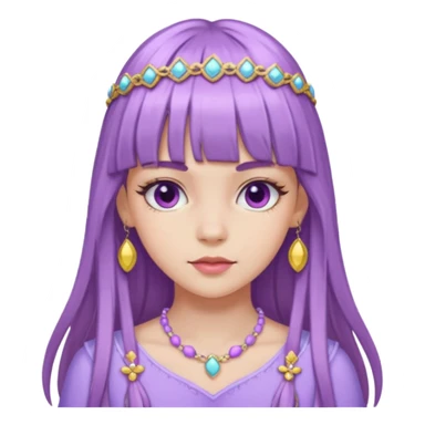 lilac girl with long hair and bangs worker and acessories sticker