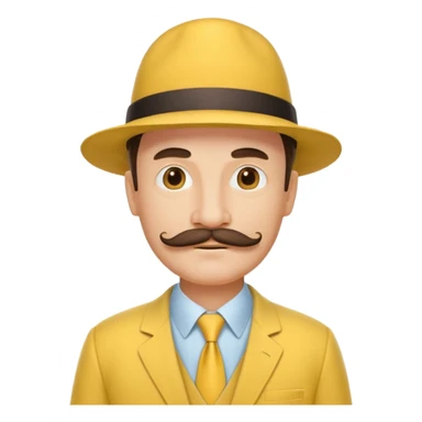 middle aged mobster with yellow colored suit and hat and mustache sticker