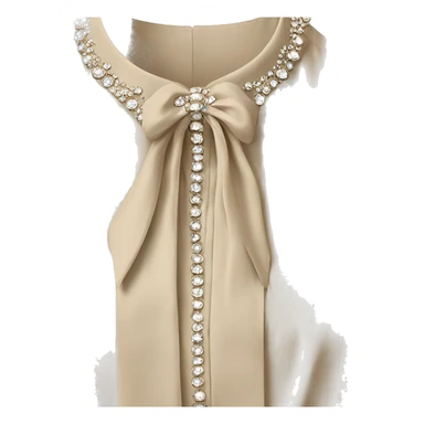 RHINESTONE-EMBELLISHED TIE-NECK beige BLOUSE sticker