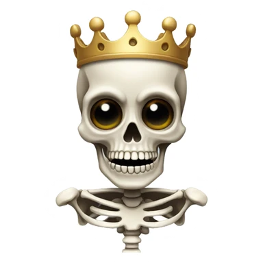 Skeleton with button for eyes and a crown on its head sticker