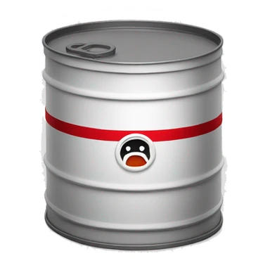 A white Oil barrel with a red stripe in the middle  sticker