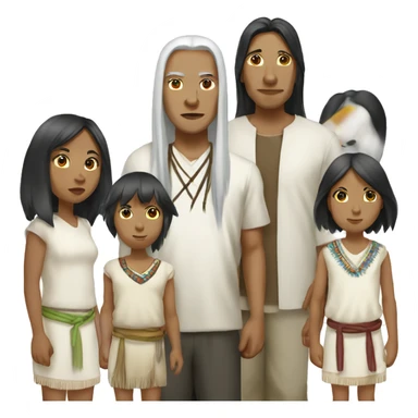 indigenous Kogui family with white clothing and long hair sticker