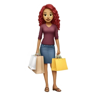 Long Burgundy haired girl, shopaholic, carrying a lot of shopping bags sticker