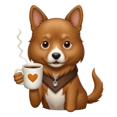 Dog with a cup of coffee sticker
