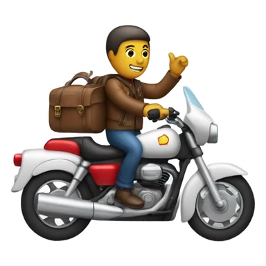Guy riding a motorcycle while holding a airplane  sticker