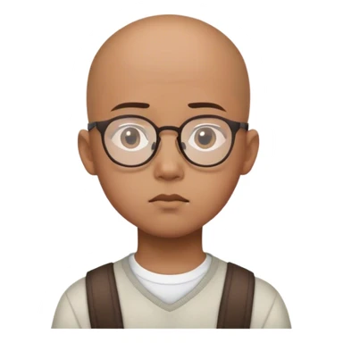  a bald Asian young boy student, in glasses, thinking deeply sticker