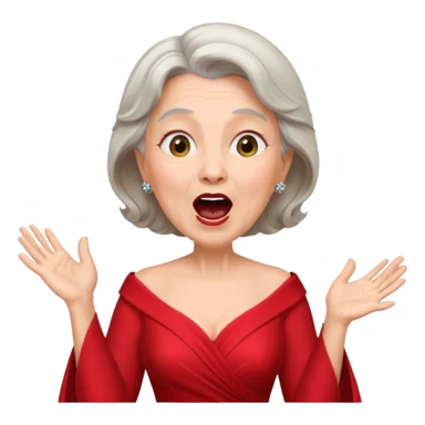 Older woman – elegant gown, 50s, red dress, expressive singing pose sticker