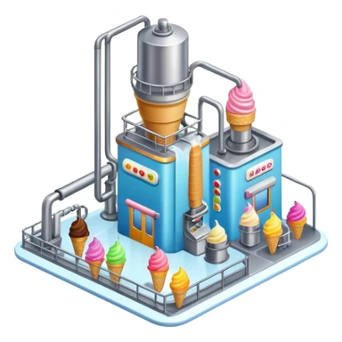 Ice cream factory with machines and production lines sticker