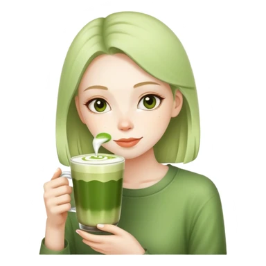 una ragazza che beve un matcha latte sticker