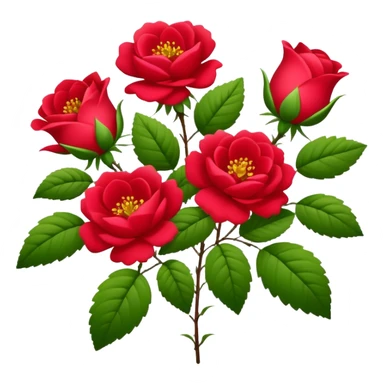 A lush green bush adorned with red wild roses, flourishing in the summer sticker