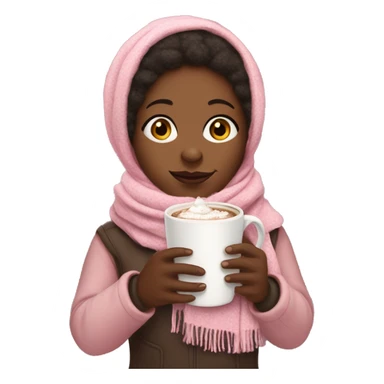 Black woman with baby pink scarf and a hot chocolate  sticker