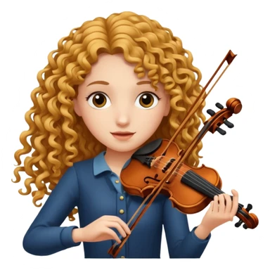girl with curly very long hair playing violin sticker