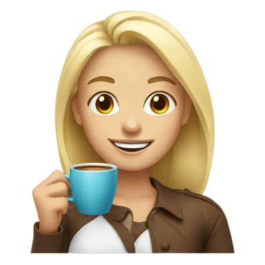 smiling blonde with coffee cup sticker