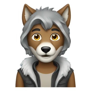 Guy wearing a wolf costume sticker