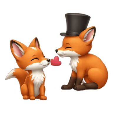 fox with hat kiss bunny sticker