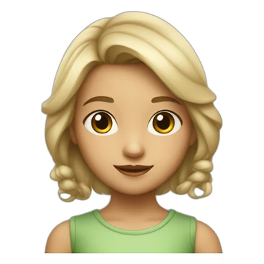 Niña 8 años castaña claro, ojos verdes con coleta y perro blanco estilo pixar sticker