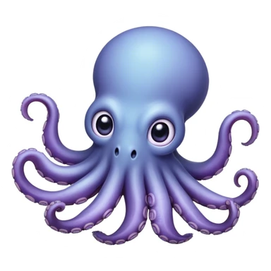 Cinematic Comical Baby Octopus Portrait Emoji, Tentacles slightly flared in a playful, exaggerated gesture, featuring a light blue-purple, rounded body with dramatically wide, hilariously expressive eyes full of surprise and innocent mischief, Simplified yet hilariously endearing features, highly detailed, glowing with a soft oceanic radiance, high shine, dramatic yet lovable, stylized with a dash of whimsical underwater mischief, soft glowing outline, capturing the essence of a delightfully silly little octopus that looks like it just made a clumsy, adorable mistake! sticker