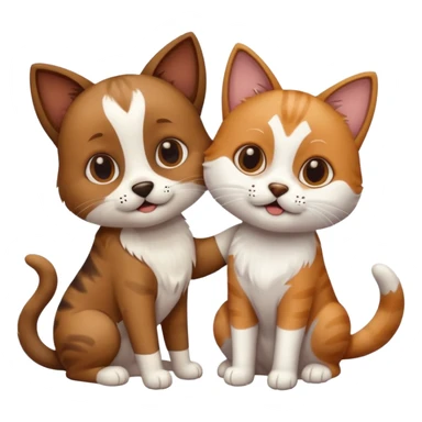 een hond met een kat sticker