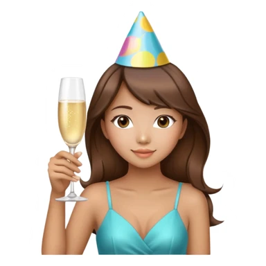 Pretty Asian girl with brown hair  21st birthday  sticker