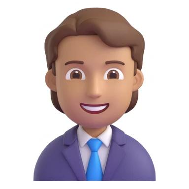 3D emoji-style Michael, modern look, confident smile, brown hair sticker