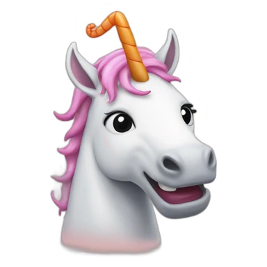 Unicorn with a shrimp skewer on its horn sticker