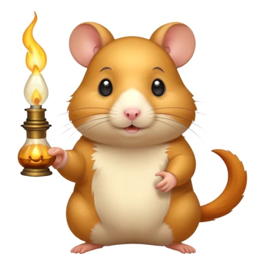 hamster holding oil lamp light sticker