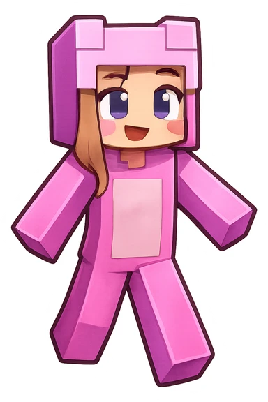 Extract the pink human character in the center from the image, keeping a transparent background. Focus on isolating the character clearly with no other elements. sticker