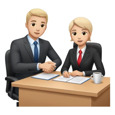 Professional business employer in suit interviewing candidate at desk sticker