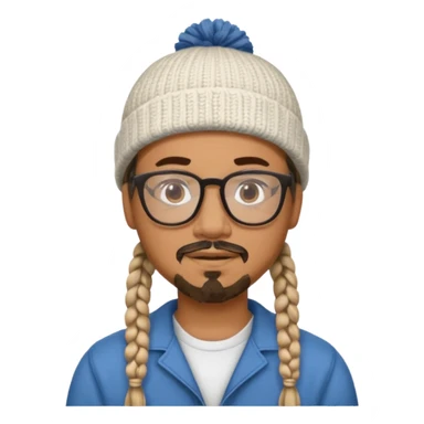 man with braids glasses beanie and goatee sticker