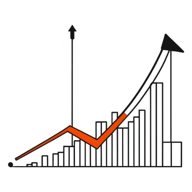 graph showing decline with downward arrow sticker