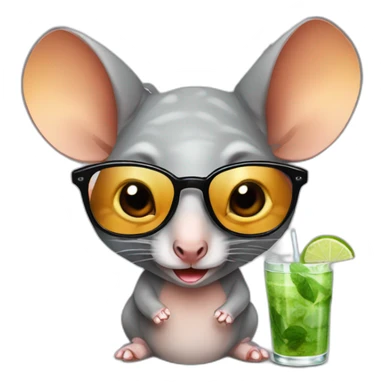 Elephant Shrew with glasses drinking mojito sticker