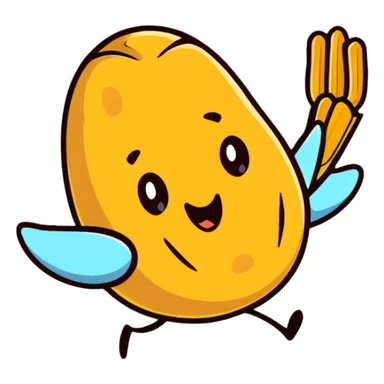 peanut character flying on a potato with fries sticker
