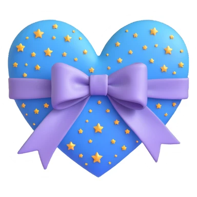 heart with a starry sky, silver bow with heart pattern sticker