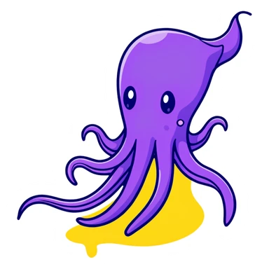 Playful purple squid squirting ink sticker