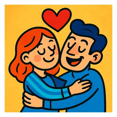 An in love couple with a heart above them, enjoy style sticker