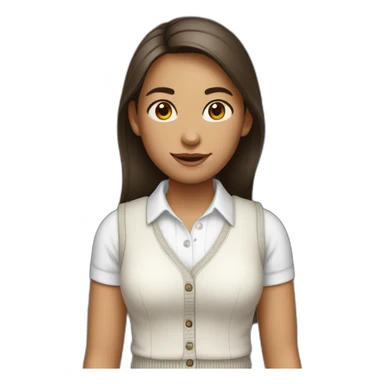 girl wearing a collared white shirt under a white sweatervest sticker