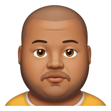 Fat man, brown hair buzz cut, shaved beard sticker