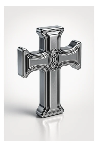 Y2K style cross, metallic, shiny, bold outlines, futuristic vibe sticker