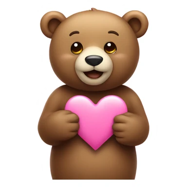 Bear with pink heart sticker