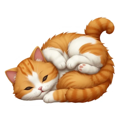 ginger and white small cat eyes closed lying down upside down sticker