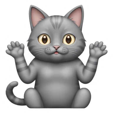A cat raising both paws and shrugging its shoulders with a baffled expression sticker
