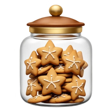 Realistic glass cookie jar with brown lid full of ginger stars cookies sticker