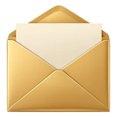 white postcard in gold envelope sticker