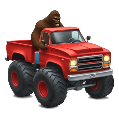 Bigfoot driving a red monster truck sticker