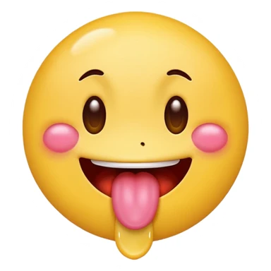 a classic yellow circle emoji with a tongue sticking out and drool dripping feom the mouth with heart eyes sticker